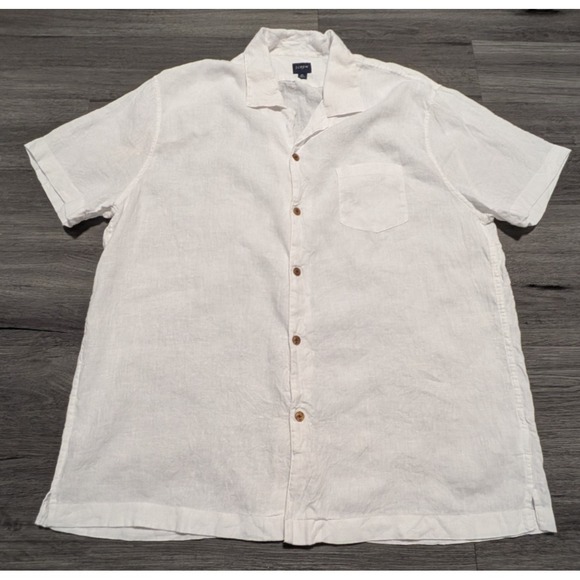 J.CREW Other - J.‎ Crew Men's White Linen Cotton Blend Button Down Short Sleeve Shirt Size XL